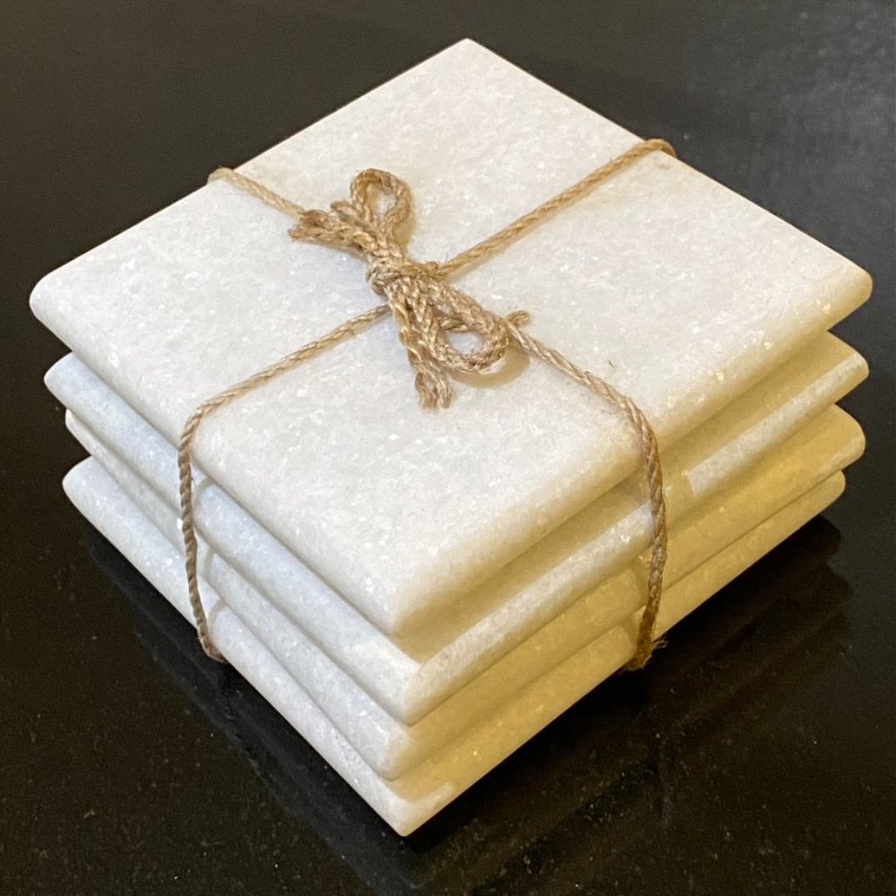 White Stone Coasters - Set of Four - NEW